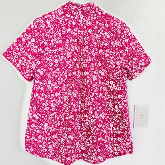 Denim & Co. Printed Button Front Shirt in Magenta Floral, Size M - Picture 4 of 13